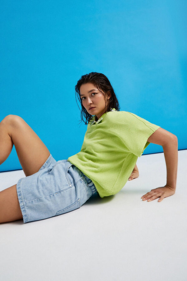 Bluzka z okrągłym dekoltem zielona