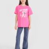 4F T-shirt regular z nadrukiem dziewczęcy - różowy 158 (12-13 lat)