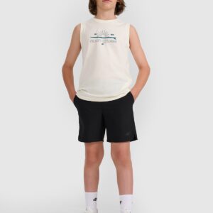 4F Tank top regular z nadrukiem chłopięcy - biały 140 (9-10 lat)