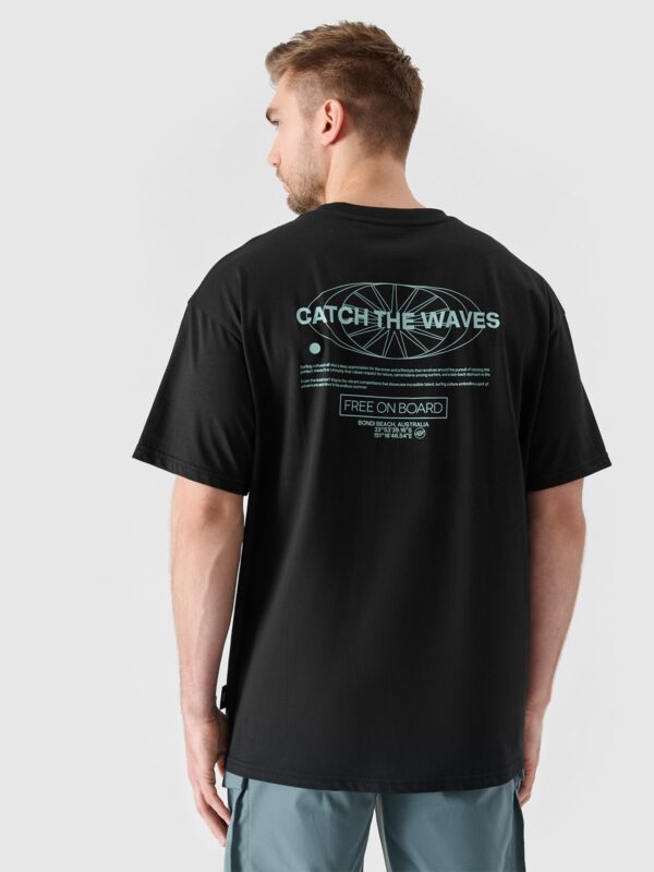4F T-shirt oversize z nadrukiem męski - czarny