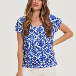 Wzorzysta bluzka niebieska