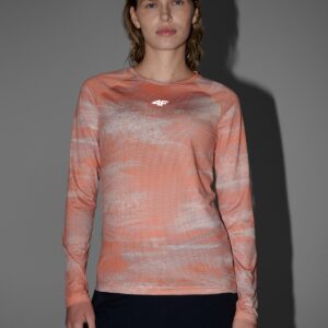 4F Koszulka rowerowa z długim rękawem damska - pomarańczowa