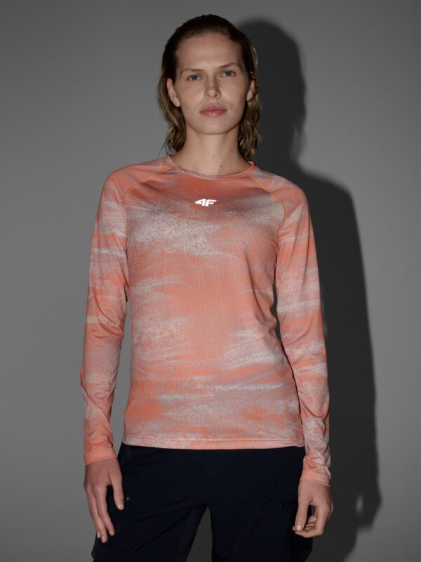4F Koszulka rowerowa z długim rękawem damska - pomarańczowa