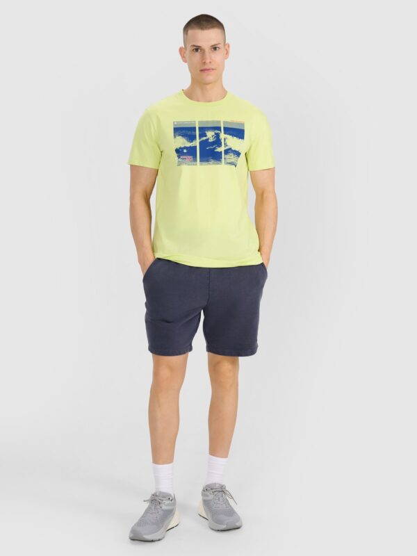 4F T-shirt regular z nadrukiem męski - zielony