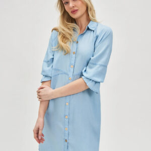 Koszulowa sukienka z lyocell niebieska
