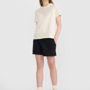 4F T-shirt oversize z nadrukiem damski - beżowy