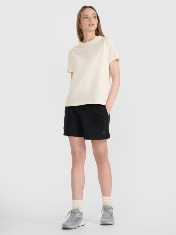 d7c938a103c4cc6af4f09fe2b87d6283ab918950 4F T-shirt oversize z nadrukiem damski - beżowy