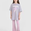 4F T-shirt oversize z nadrukiem dziewczęcy - szary 152 (11-12 lat)