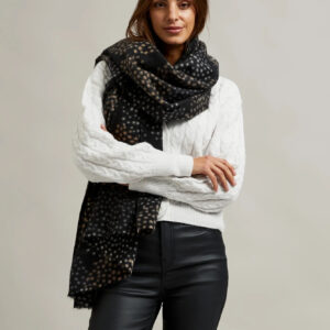 Szalik w beżowe kropki czarny