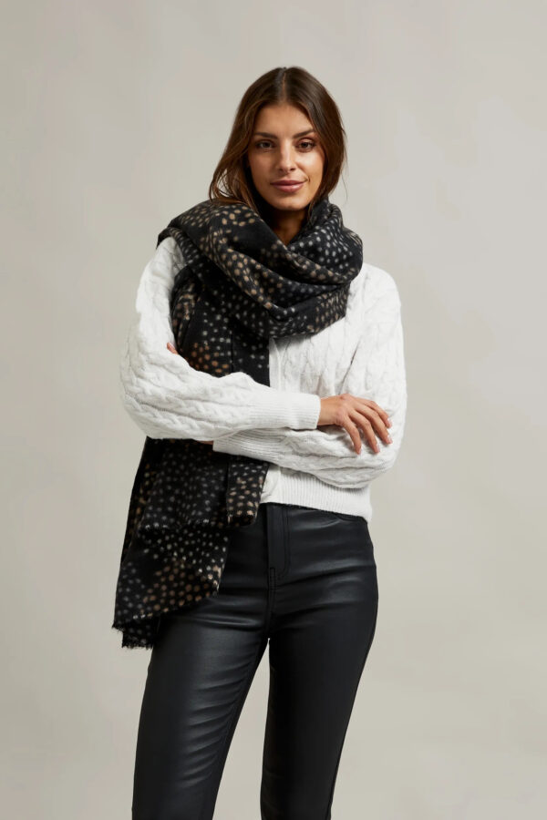 Szalik w beżowe kropki czarny