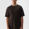 4F T-shirt oversize z nadrukiem męski - brązowy