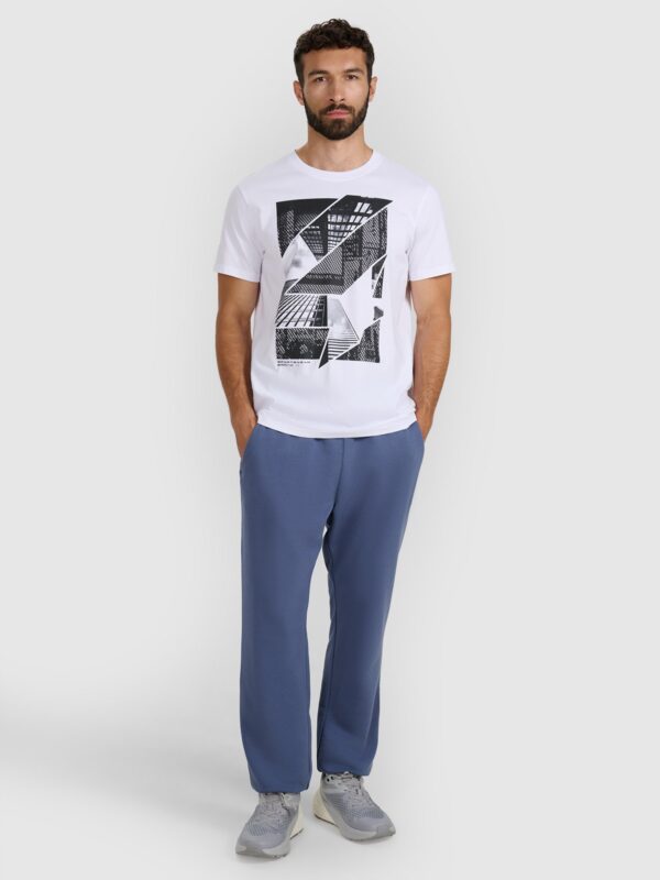 4F T-shirt regular z nadrukiem męski - biały