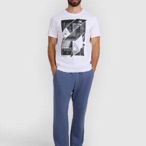 4F T-shirt regular z nadrukiem męski - biały