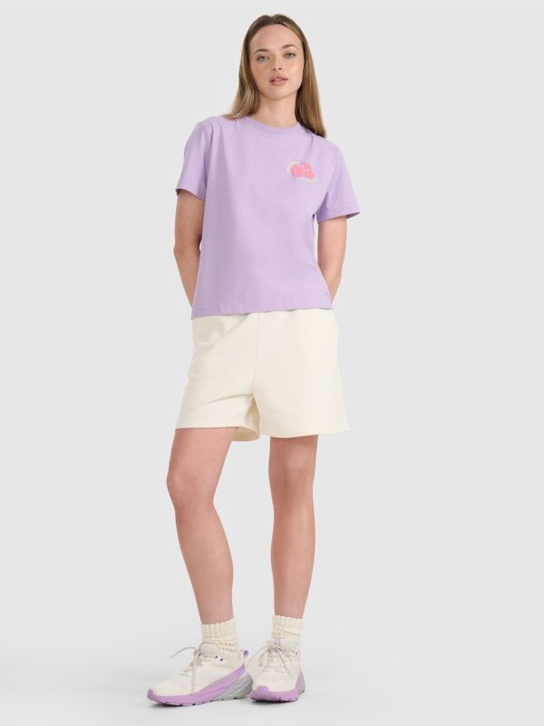 4F T-shirt oversize z nadrukiem damski - fioletowy