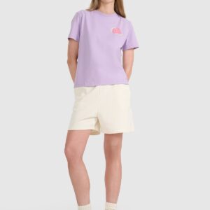 4F T-shirt oversize z nadrukiem damski - fioletowy