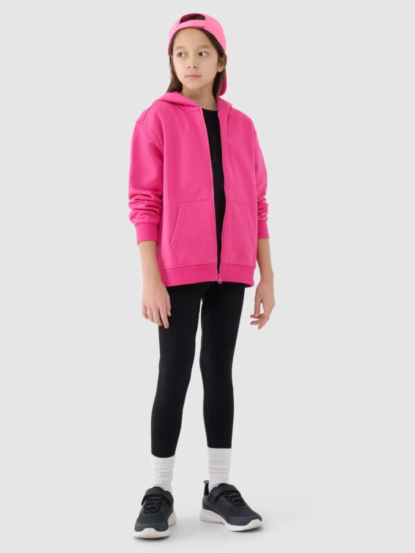 4F Bluza dresowa rozpinana z kapturem dziewczęca - różowa 164 (13-14 lat)