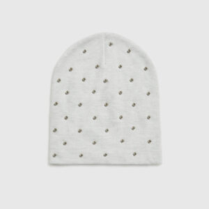 Czapka z koralikami szara