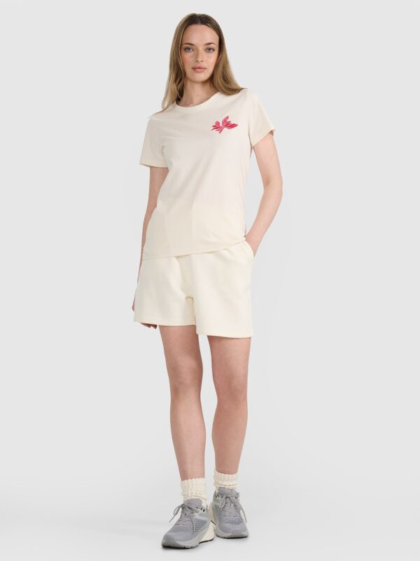 d9ed7755d0120370984092deeb0ea40be3807e47 4F T-shirt regular z nadrukiem damski - biały