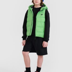 4F Bezrękawnik puchowy z wypełnieniem syntetycznym chłopięcy - zielony 146 (10-11 lat)