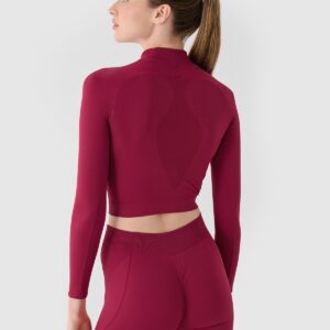 4F Longsleeve treningowy slim szybkoschnący damski - czerwony