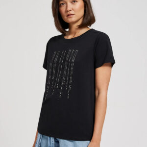 Bawełniana bluzka z dżetami czarna