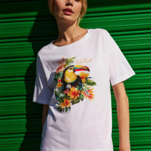 dbf2fd1f9cf2ea77aad823e6c885d9acfe04d306 Bawełniany t-shirt z nadrukiem biały