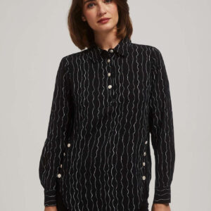 Koszula z ozdobnymi guzikami i delikatnym wzorem czarna