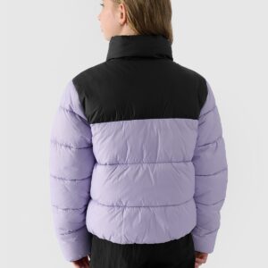 4F Kurtka puchowa z wypełnieniem syntetycznym dziewczęca - fioletowa 122 (6-7 lat)