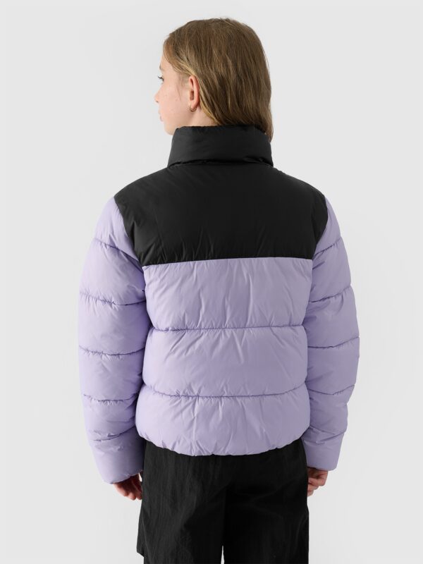 4F Kurtka puchowa z wypełnieniem syntetycznym dziewczęca - fioletowa 122 (6-7 lat)