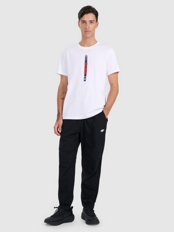 4F T-shirt regular z nadrukiem męski - biały