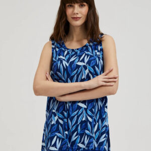 Bluzka z roślinnym nadrukiem granatowa