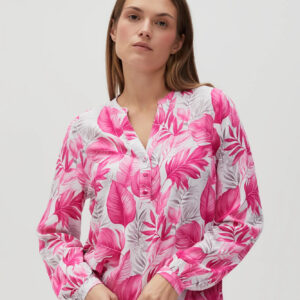 Wiskozowa koszula z tropikalnym wzorem różowa