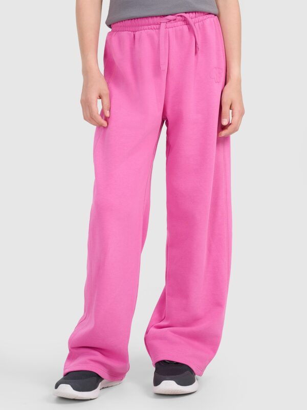 4F Spodnie dresowe z szerokimi nogawkami dziewczęce - różowe 164 (13-14 lat)