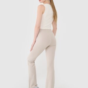 4F Legginsy z rozszerzanymi nogawkami damskie - beżowe