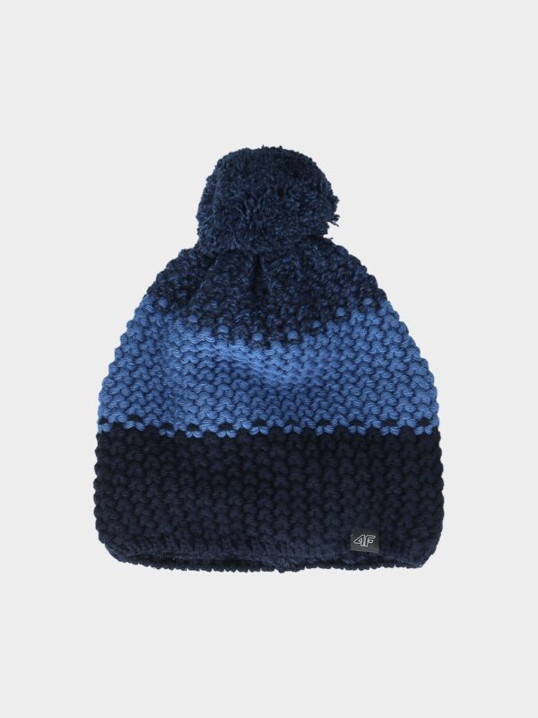 4F Czapka zimowa z pomponem męska - niebieska