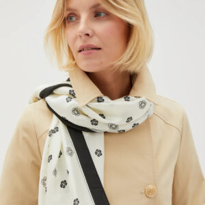 Szalik w kwiaty biały damski