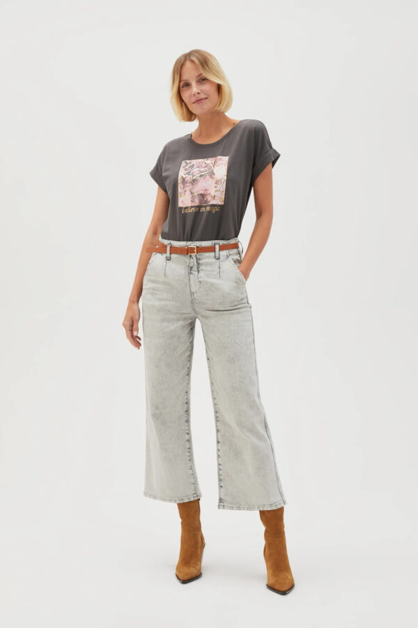 Jeansy z nogawkami o długości 3/4 szare