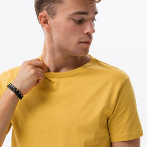 T-shirt męski bawełniany BASIC - musztardowy V8