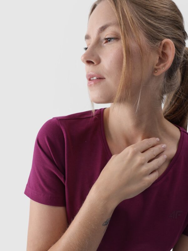 de80a3311606501b93e3ca8c206634563a0078ab 4F T-shirt slim gładki damski - fioletowy