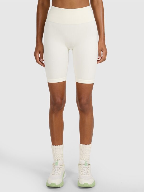 de993eba969ec443a002c3c164f57d89f74ffcee 4F Legginsy kolarki treningowe bezszwowe damskie - beżowe