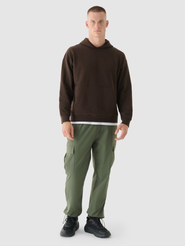 4F Bluza dresowa nierozpinana z kapturem męska - brązowa