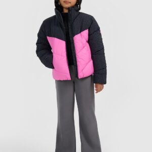4F Kurtka puchowa z wypełnieniem syntetycznym dziewczęca - różowa 122 (6-7 lat)