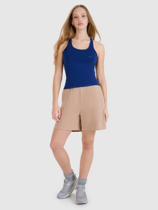 4F Top slim gładki damski - granatowy