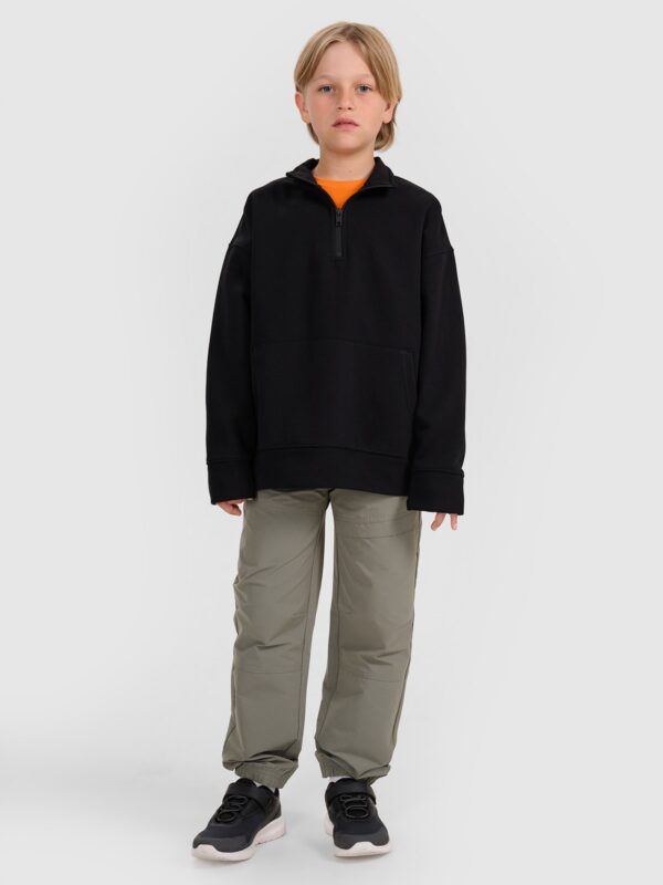 4F Bluza dresowa ze stójką z zamkiem chłopięca - czarna 128 (7-8 lat)