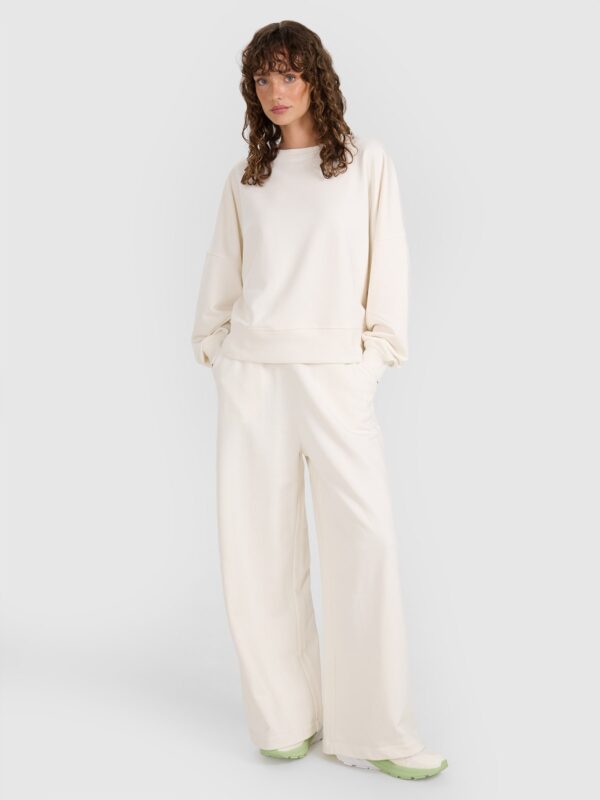 4F Bluza dresowa nierozpinana bez kaptura damska - beżowa