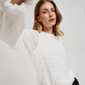 Elegancka koszula z bufiastymi rękawami biała