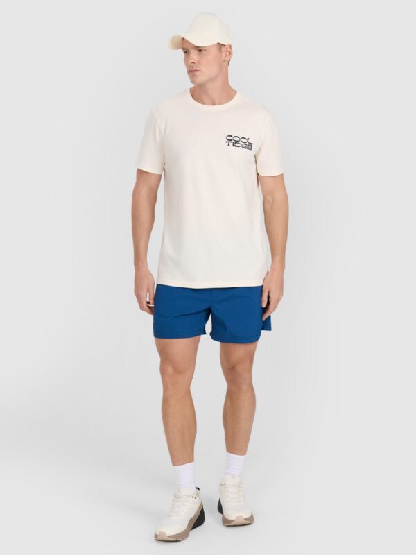 4F T-shirt regular z nadrukiem męski - biały