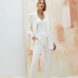 Spodnie z nogawkami w kant białe