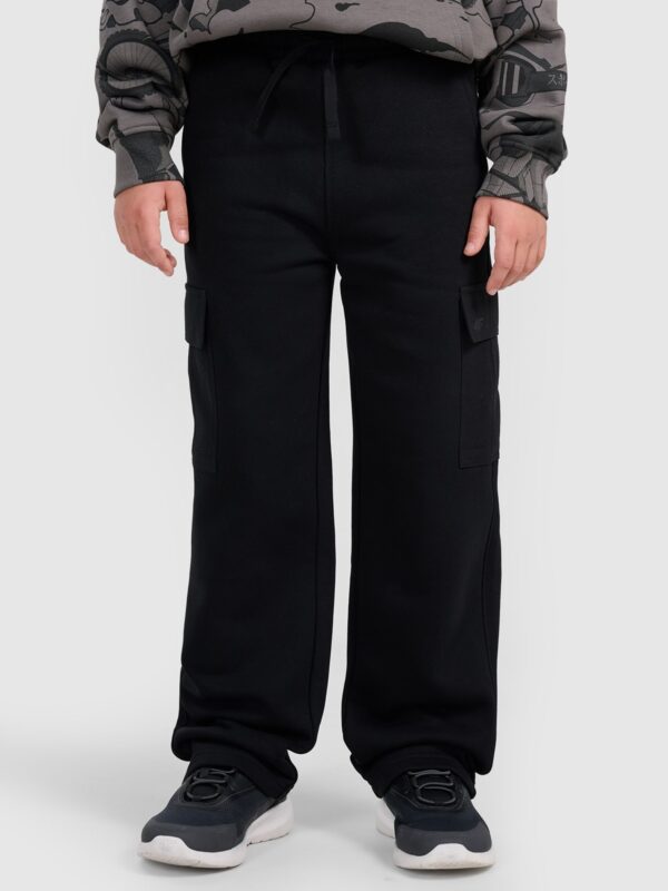 4F Spodnie dresowe cargo chłopięce - czarne 164 (13-14 lat)