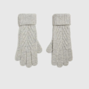 Ciepłe rękawiczki ozdobione cekinami szare